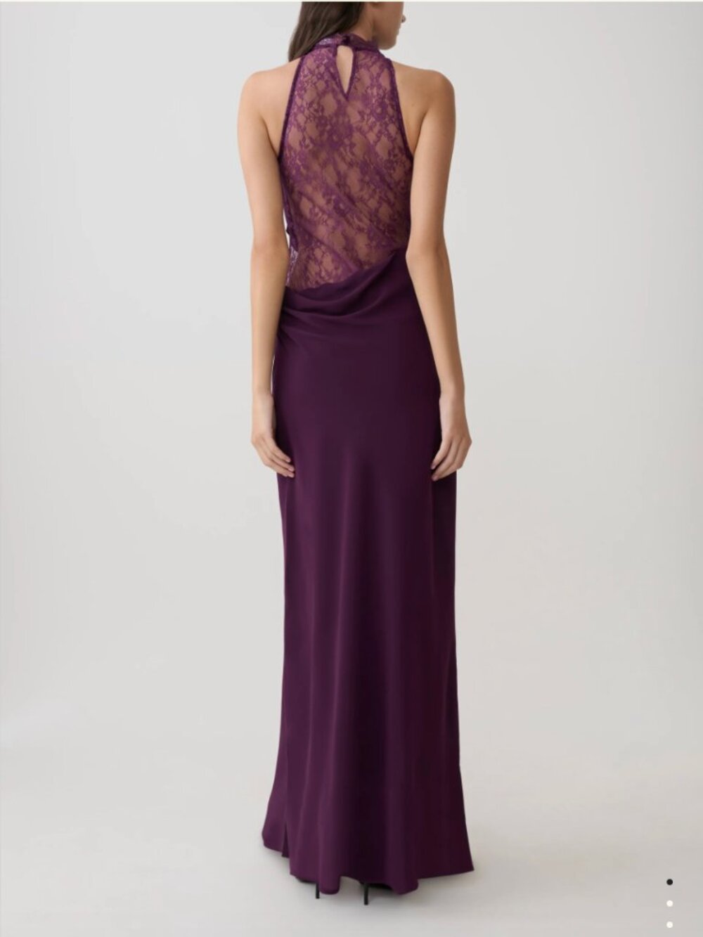 Meshki Arra Chiffon And Lace Halter Maxi Dress - Plum - Picture 2 of 13